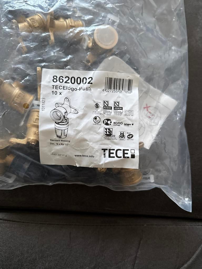 TECElogo muurplaat messing 16mm x 1/2, Ophalen of Verzenden, Nieuw, Overige typen