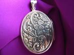Mooi groot zilveren jugendstill medaillon - flowers, Sieraden, Tassen en Uiterlijk, Antieke sieraden, Verzenden, Zilver, Hanger