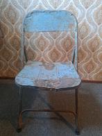 Industrieel klapstoeltje - Vintage charme, Ophalen, Gebruikt, Blauw, Metaal