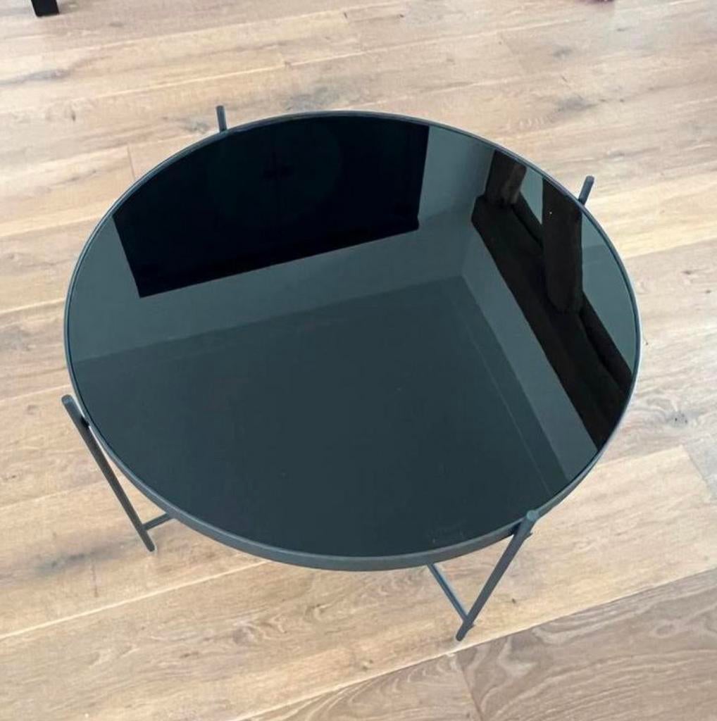 Zuiver salontafel zwart glas - Zo goed als nieuw, Ophalen, Zo goed als nieuw, Rond, Glas