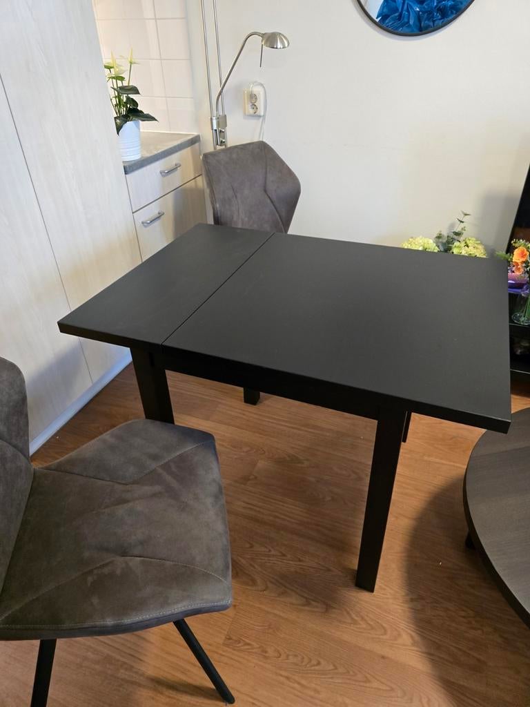 Uitklaptafeltje zwart., Huis en Inrichting, Tafels | Eettafels, Ophalen, Rechthoekig, 50 tot 100 cm, 50 tot 100 cm