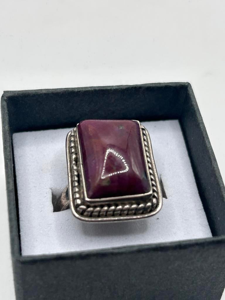 Rhodoniet ring maat 20, Overige materialen, 20 of groter, Paars, Ophalen of Verzenden