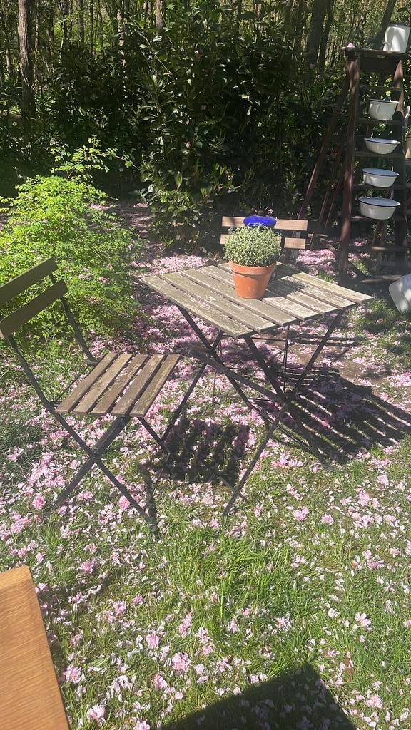 Bistro setje hout/metaal, Ophalen of Verzenden, Zo goed als nieuw