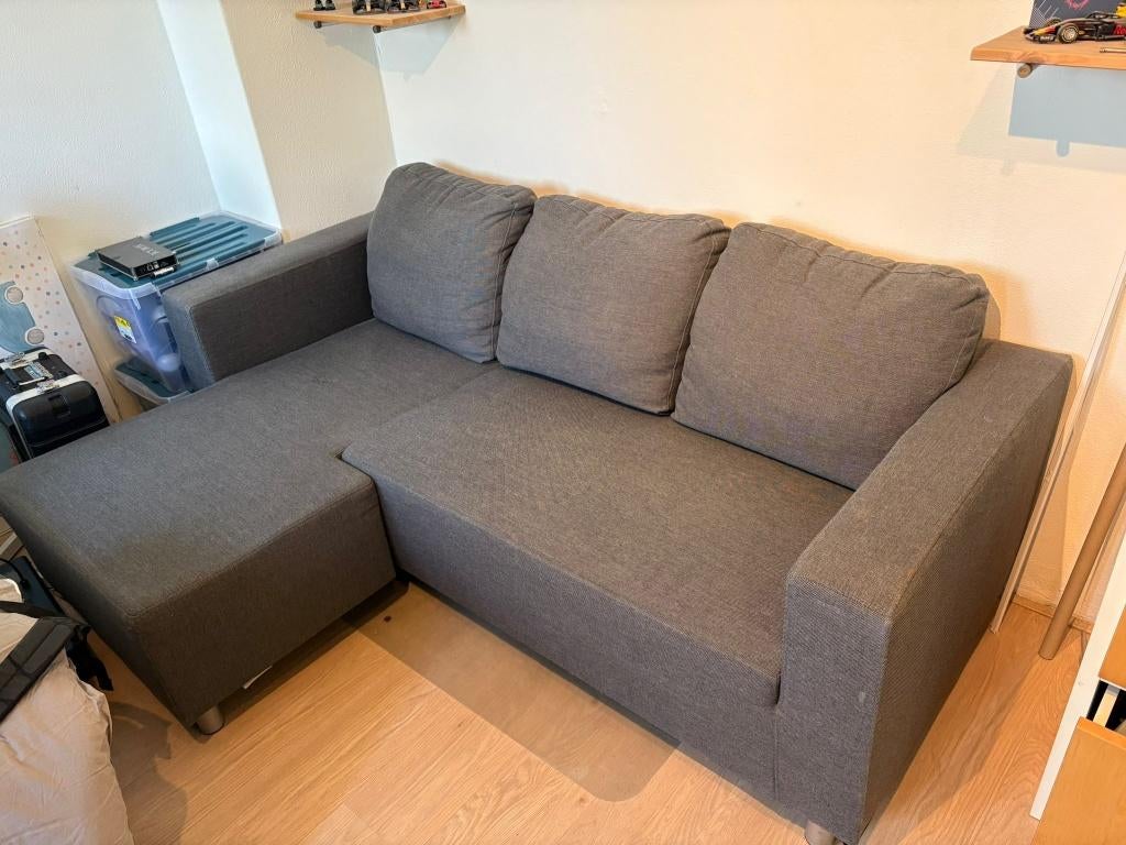 donkergrijs hoekbankje, Huis en Inrichting, Banken | Sofa's en Chaises Longues, Ophalen, Gebruikt, 150 tot 200 cm, Driepersoons