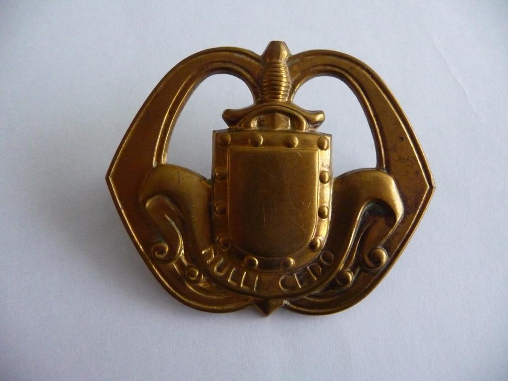 oude baret embleem -NULLI CEDO - Bevestiging dmv oogjes, Ophalen of Verzenden, Landmacht, Nederland, Embleem of Badge