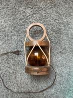 Franse Vintage houten lamp met glazen bol, Ophalen of Verzenden, Gebruikt