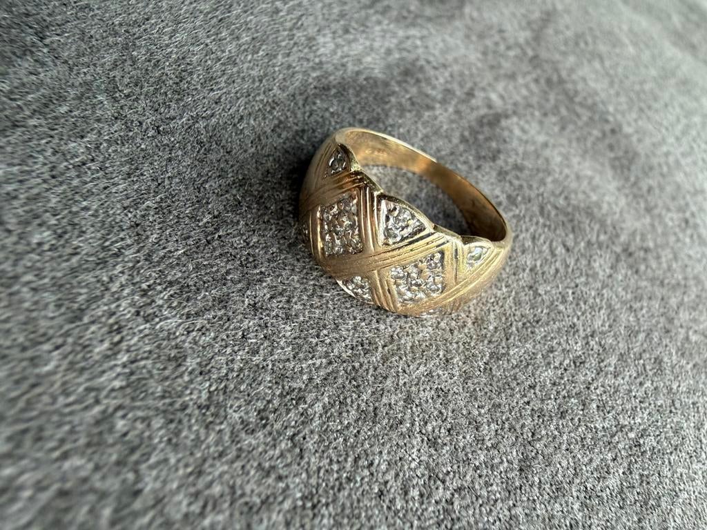 Mooie 14k gouden ring met 0.4ct Diamant, Sieraden, Tassen en Uiterlijk, Ringen, Ophalen of Verzenden, Zo goed als nieuw, 17 tot 18