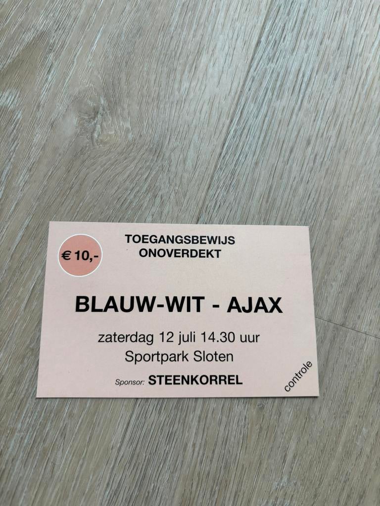 Blauw- Wit - Ajax Ticket 12-07-2003, Ophalen of Verzenden, Ajax, Overige typen