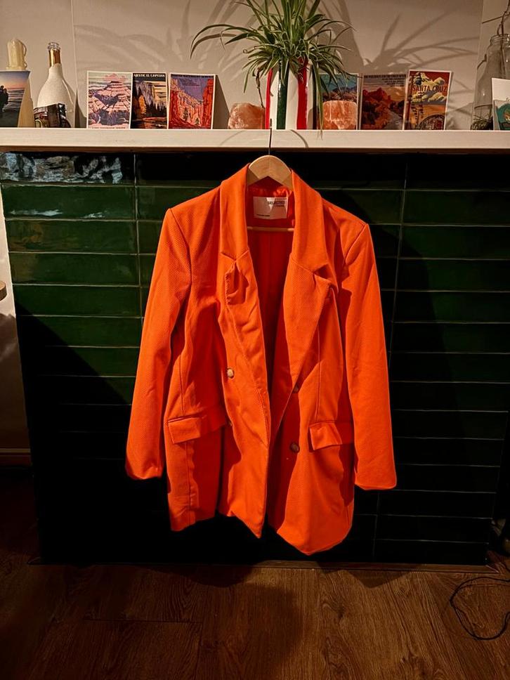 SELECTED FEMME maat38 damespak, blazer + pantalon SLFMYNELLA, Kleding | Dames, Jasjes, Kostuums en Pakken, Zo goed als nieuw, Oranje