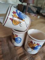 3 Handmade Italiaanse Mokken met Kip Design - Pasen/Easter, Keramiek, Ophalen of Verzenden, Zo goed als nieuw, Overige stijlen