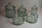 Gerecycled glas - Groene voorraad potten 5x, Ophalen of Verzenden, Zo goed als nieuw, Glas, Pot, Bus of Blik
