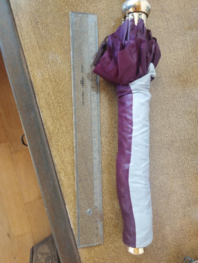 Knirps Automatische Paraplu - Paars/Grijs vintage, Ophalen of Verzenden, Gebruikt, Grijs