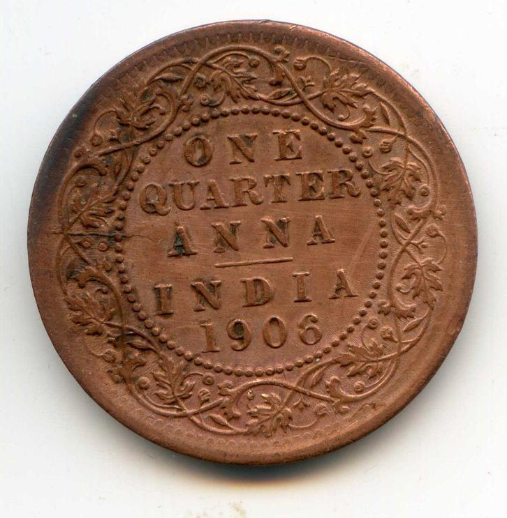 India Brits 1/4 Anna 1906 PR - Zwakker langs rand, Postzegels en Munten, Munten | Azië, Zuid-Azië, Verzenden