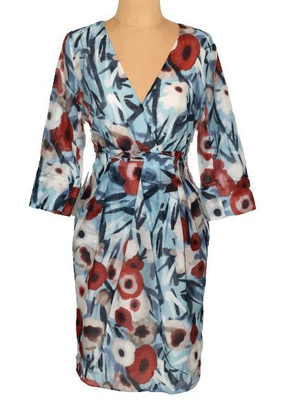 Nieuw René Lezard zijdemix jurk. flowers, Mt. S, Kleding | Dames, Jurken, Nieuw, Maat 36 (S), Overige kleuren, Knielengte, Verzenden