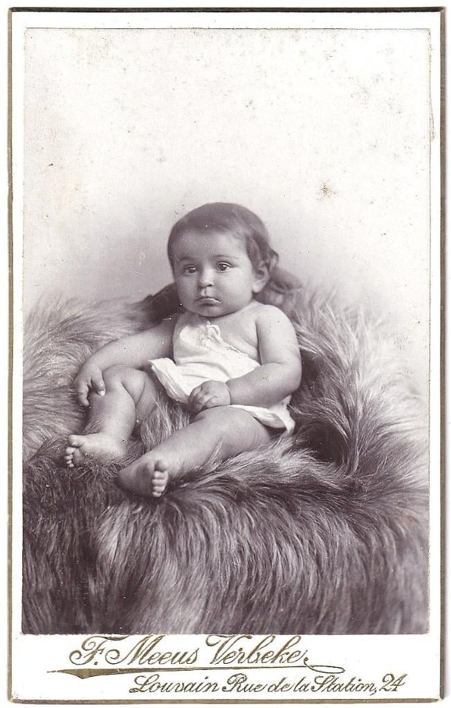 CDV - Baby Kind Deken Bont Foto Meeus Verbeke Louvain Leuven, Gebruikt, Foto, Ophalen of Verzenden, Voor 1940