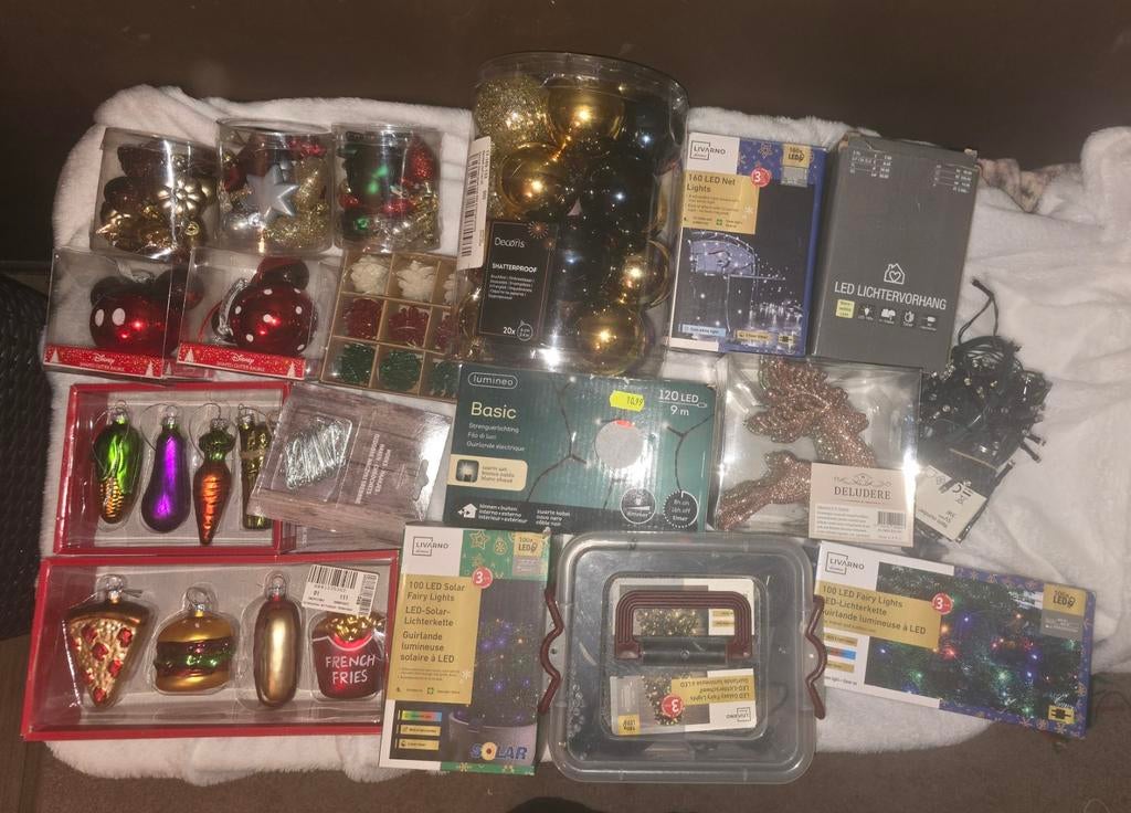 Pakketje kerstboom versiering/lichtjes, Diversen, Kerst, Ophalen, Nieuw