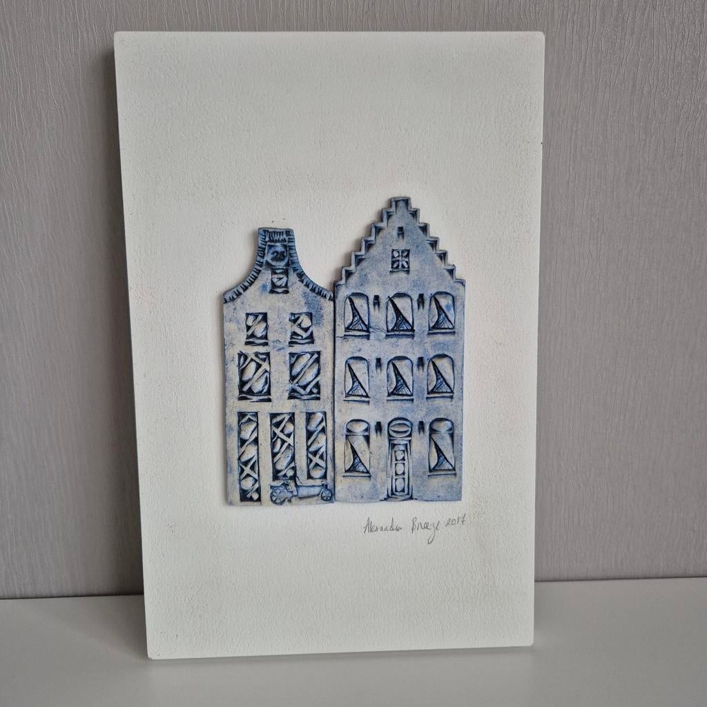 Keramiek van Alexandra Breeze, grachtenpanden Delfts Blauw, Antiek en Kunst, Antiek | Keramiek en Aardewerk, Ophalen of Verzenden