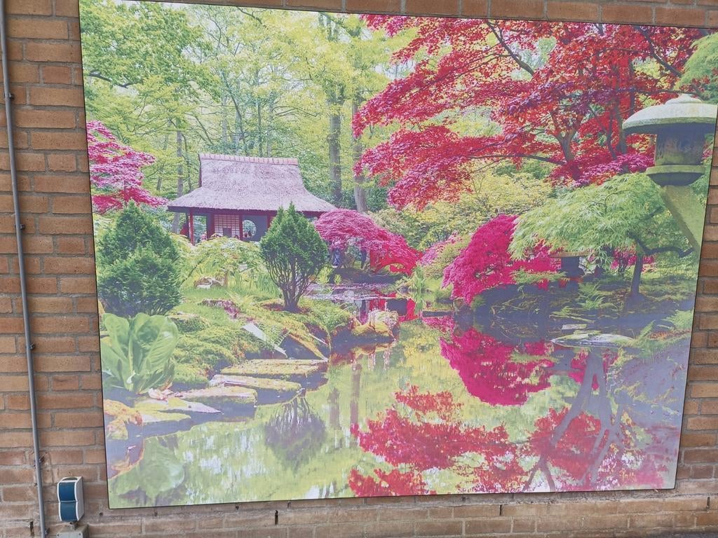 Muurdoek in aluminium frame - Japanse tuin, Ophalen, 75 tot 100 cm, 75 cm of meer, Print