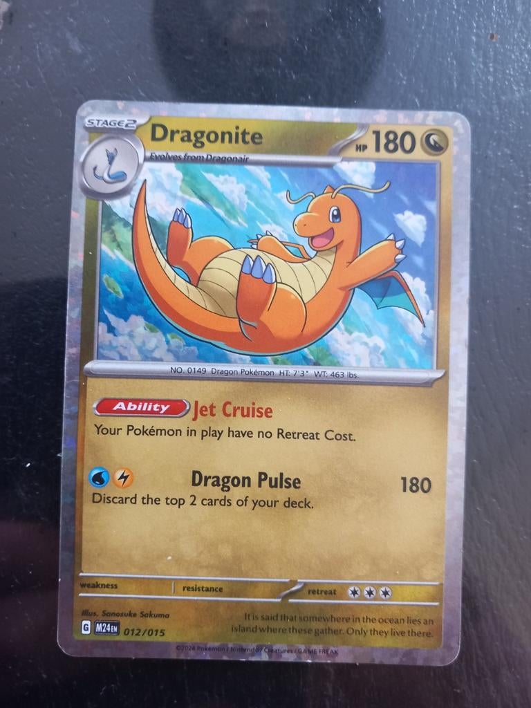 Dragonite Pokémon Kaart - M24IN 012/015 - Foil, Ophalen of Verzenden, Zo goed als nieuw, Losse kaart, Foil