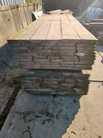 Hardhouten damwand 3m, 4cm dik, mes en groef met zoeker, Gebruikt, 25 tot 50 mm, Ophalen of Verzenden, Plank