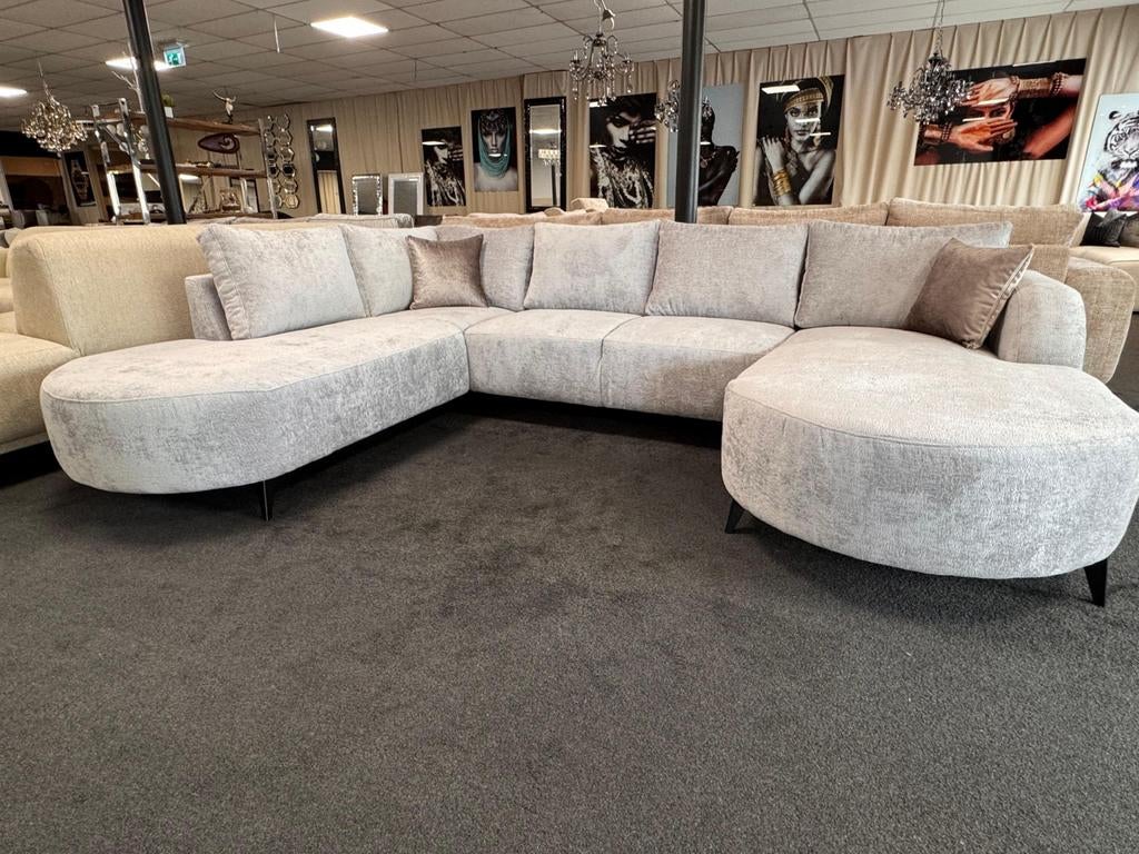 LENTEACTIE 30% KORTING! U-Bank  ROSE nu voor 995,-, Hoekbank, Ophalen of Verzenden, 300 cm of meer, Nieuw