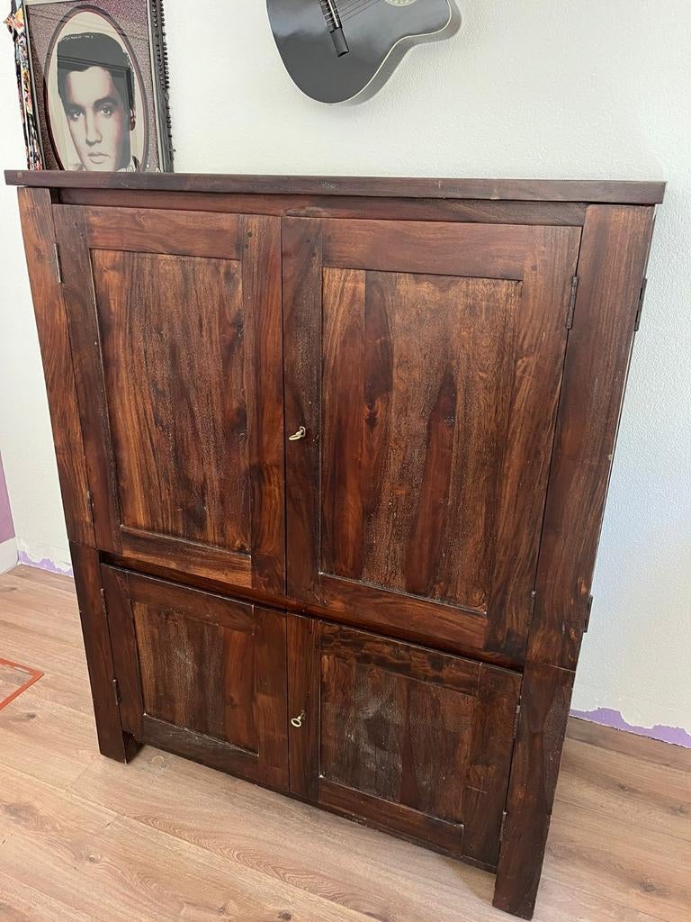 Mooie Teakhouten Computer Kast met Uitschuifbare Lades, Ophalen, Gebruikt, 70 tot 120 cm, 40 tot 80 cm