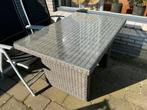 Wicker tuintafel met glazen blad, Tuin en Terras, Ophalen of Verzenden, Gebruikt, Rechthoekig, Wicker