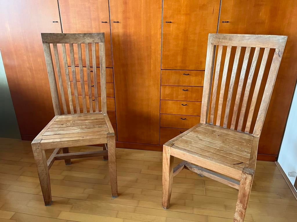 Set van 2 Teakhouten Eetkamerstoelen, Ophalen, Gebruikt, Twee, Bruin