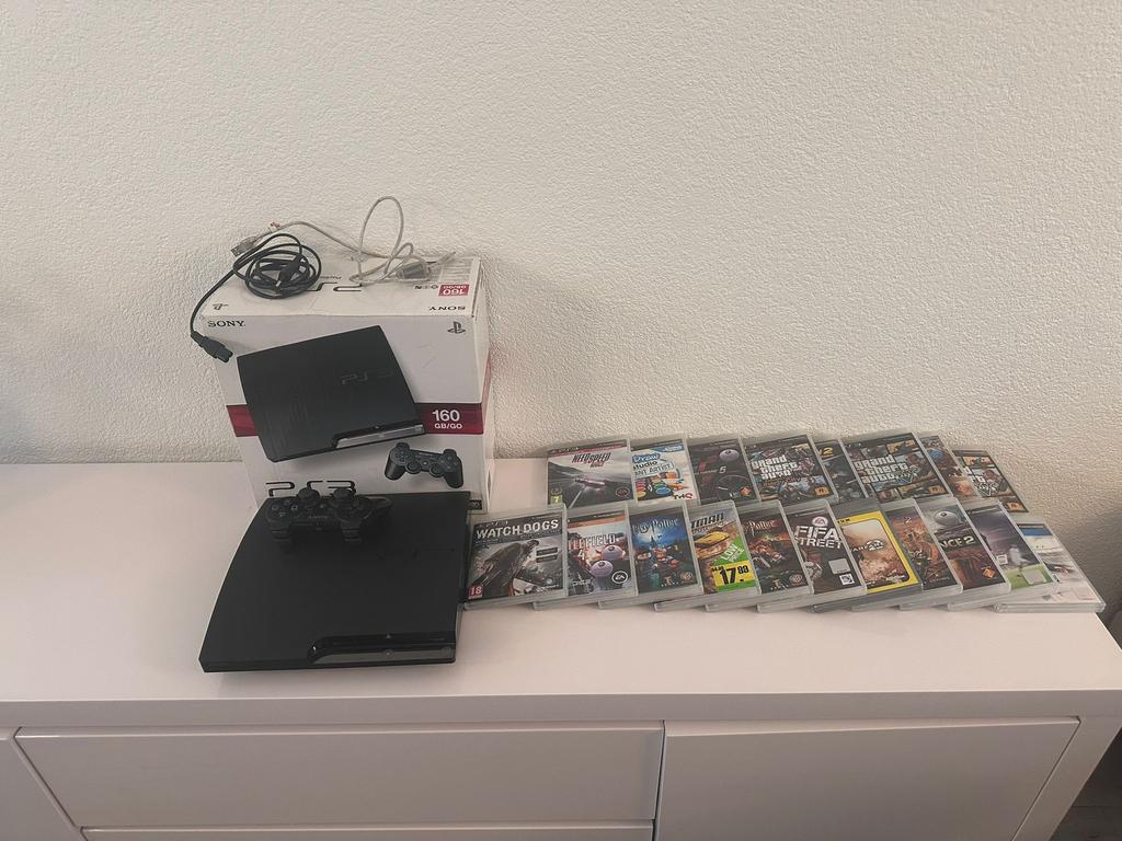 PlayStation 160 GB plus doos, Ophalen of Verzenden, Zo goed als nieuw, Met 1 controller, Slim