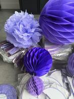 Paarse feestdecoratie Honeycombs en Pompoms, Ophalen of Verzenden, Nieuw, Versiering