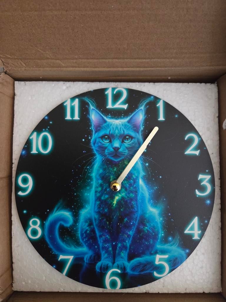 Te koop katten klok nieuw in de doos zie foto, Ophalen, Nieuw, Wandklok