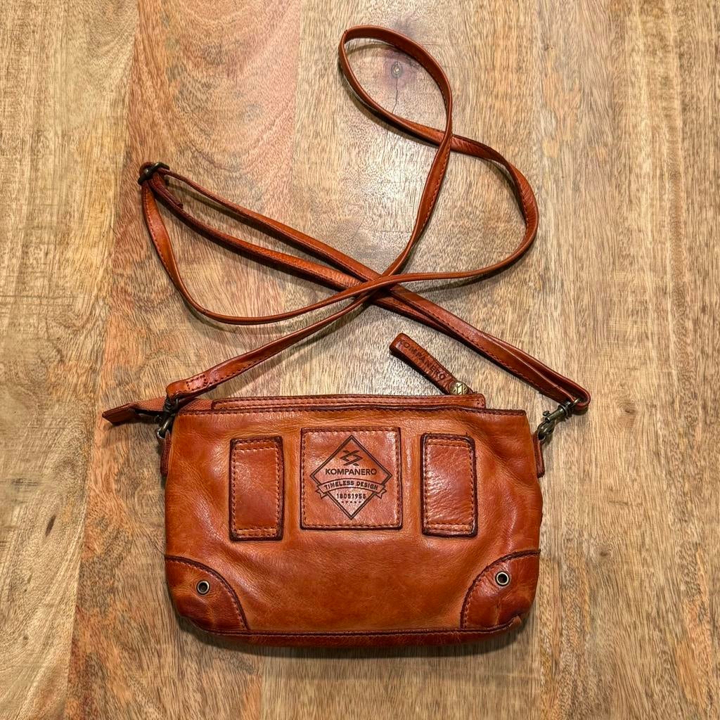 Handtas Kompanero, Sieraden, Tassen en Uiterlijk, Tassen | Damestassen, Ophalen of Verzenden, Gebruikt, Bruin, Handtas