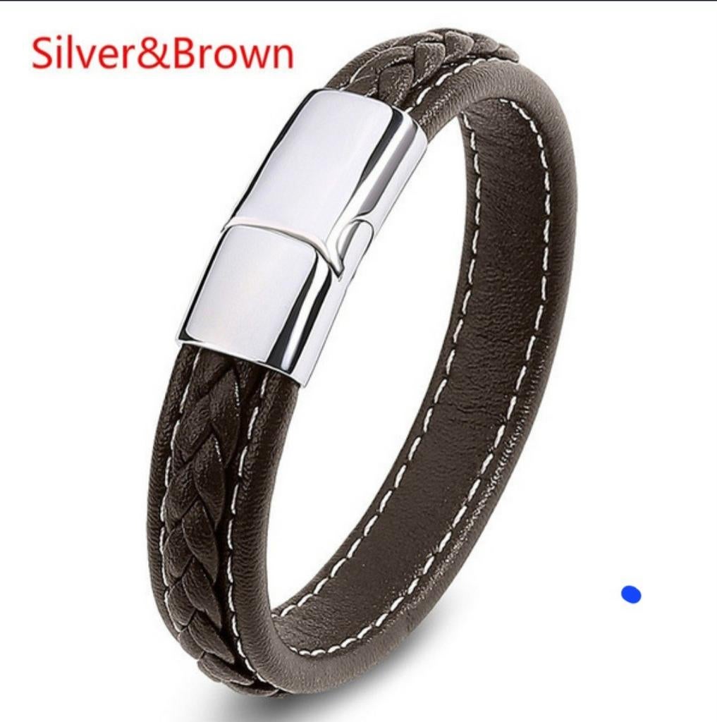 Stoere leren armband, Ophalen of Verzenden, Nieuw, Bruin, Leer