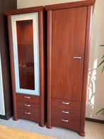 Set van 2 kersenhouten kasten: vitrinekast en dichte kast, Ophalen, Gebruikt, 200 cm of meer, 50 tot 100 cm