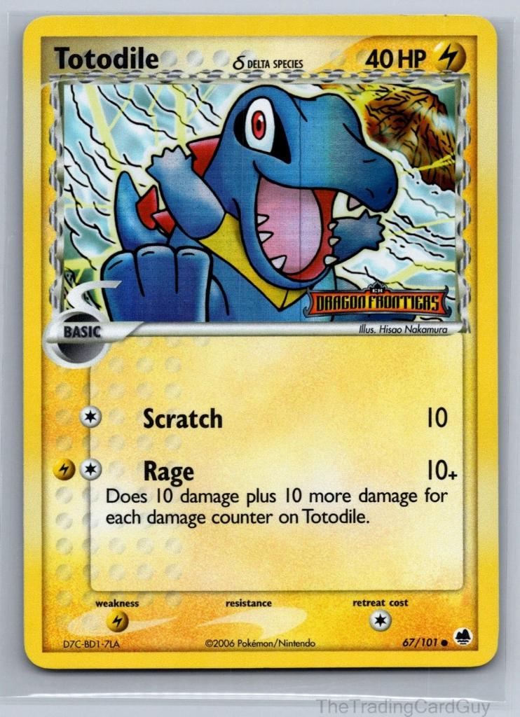 Totodile (Delta Species) Dragon Frontiers Rev Holo 67/101, Ophalen of Verzenden, Zo goed als nieuw, Losse kaart, Foil