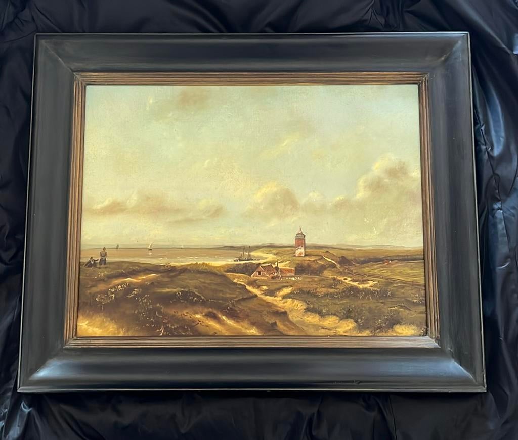 Prachtig schilderij zee en duinen, Antiek en Kunst, Kunst | Schilderijen | Klassiek, Ophalen of Verzenden
