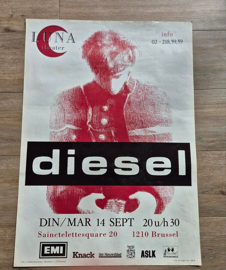 Diesel Luna Theater Poster - Origineel, Ophalen of Verzenden, Zo goed als nieuw, Muziek