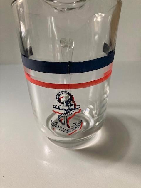 glazen water-/sapkan nautische/ maritieme deco ANKER, Huis en Inrichting, Keuken | Servies, Zo goed als nieuw, Overige typen, Overige stijlen