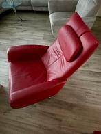 Rode leren relaxfauteuil, Huis en Inrichting, Fauteuils, Ophalen, Gebruikt, Leer, 75 tot 100 cm