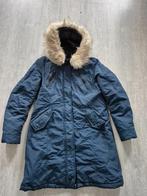 Blauwe Winterjas Bont Maat 40 Merk District, Kleding | Dames, Jassen | Winter, Ophalen of Verzenden, Gedragen, Maat 38/40 (M)
