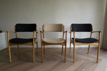 Deense mid century Erik Buch model 50 stoelen (3 stuks) beschikbaar voor biedingen