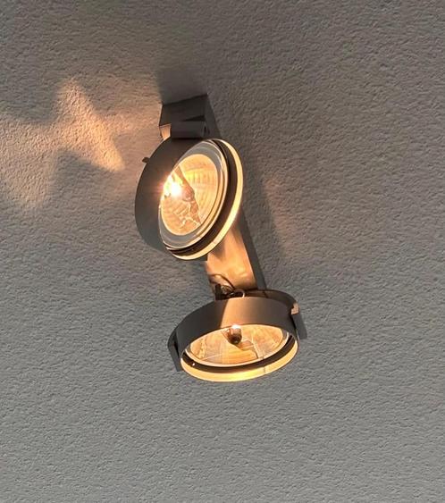 Design spots (dubbel). 4x. Alu/grijs, Huis en Inrichting, Lampen | Spots, Ophalen