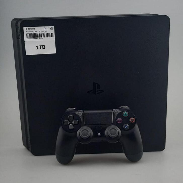 Playstation 4 Slim 1TB Zwart Incl: 1 Controller Zwart, Spelcomputers en Games, Spelcomputers | Sony PlayStation 4, Zo goed als nieuw