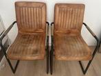 2 cognac leren eetkamer stoelen, Huis en Inrichting, Stoelen, Ophalen, Gebruikt, Leer, Twee
