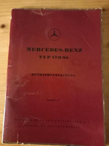 Mercedes-Benz Typ 170 Sb Betriebsanleitung beschikbaar voor biedingen