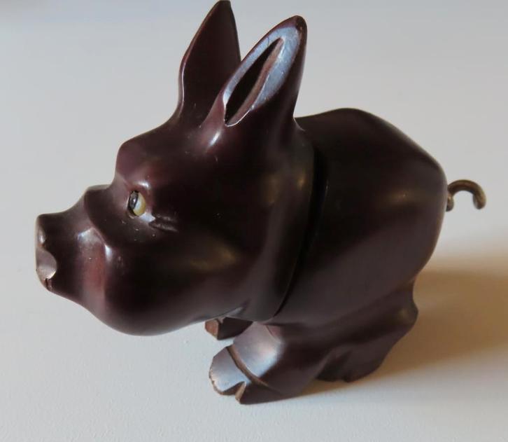 Koopje! Hand uitgesneden varken met kurkentrekkenstaart, inc, Antiek en Kunst, Curiosa en Brocante, Verzenden