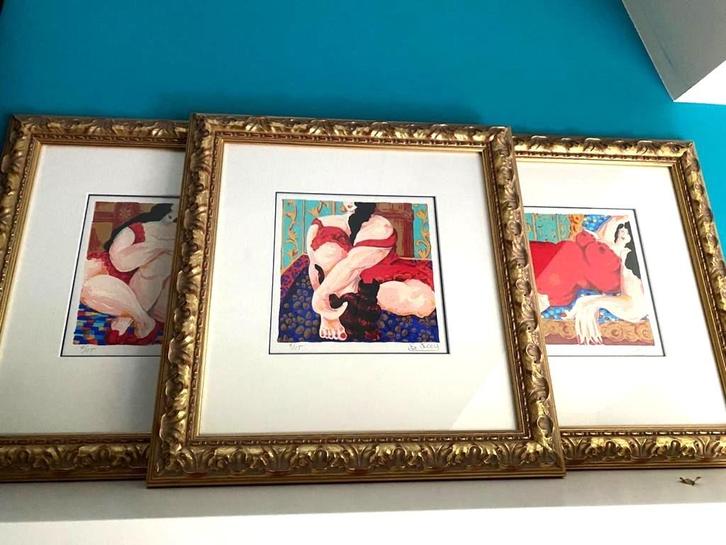 Engelien Kooy 3 x Quand tu rentres barok zeefdrukken CHCS, Antiek en Kunst, Kunst | Schilderijen | Klassiek, Ophalen of Verzenden