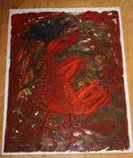 Schilderij 'Haan', M. Klaver, Olieverf op papier, 65x50 cm, Antiek en Kunst, Ophalen