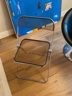 Vintage Plia Stoel by Giancarlo Piretti, Ophalen, Bruin, 70s, chrome, smoked glass, Zo goed als nieuw
