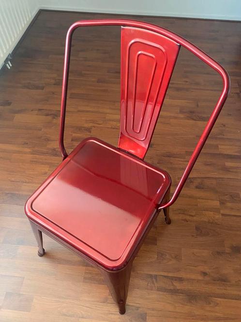 Set 4 mooie industriële design stoelen Tolix stijl, Huis en Inrichting, Stoelen, Zo goed als nieuw, Rood, Ophalen of Verzenden